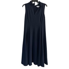 Calvin Klein Women’s Navy Sleeveless Ruffle Neck A-Line Midi Dress Size 12