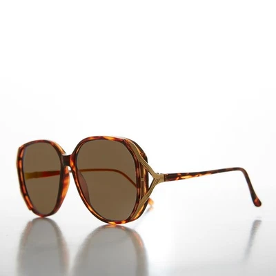 Braune klassische 80er Jahre Damen große Vintage Sonnenbrille braune Gläser - Aliana - Bild 1 von 3