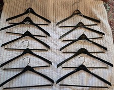 Set of 10 Neiman Marcus Wooden Suit Coat Hangers Strong Black
