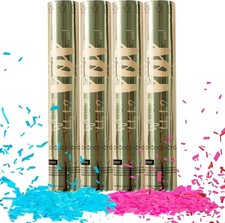 Gender Reveal Powder Cannon Revelation Poppers 4pk, Blue And Pink