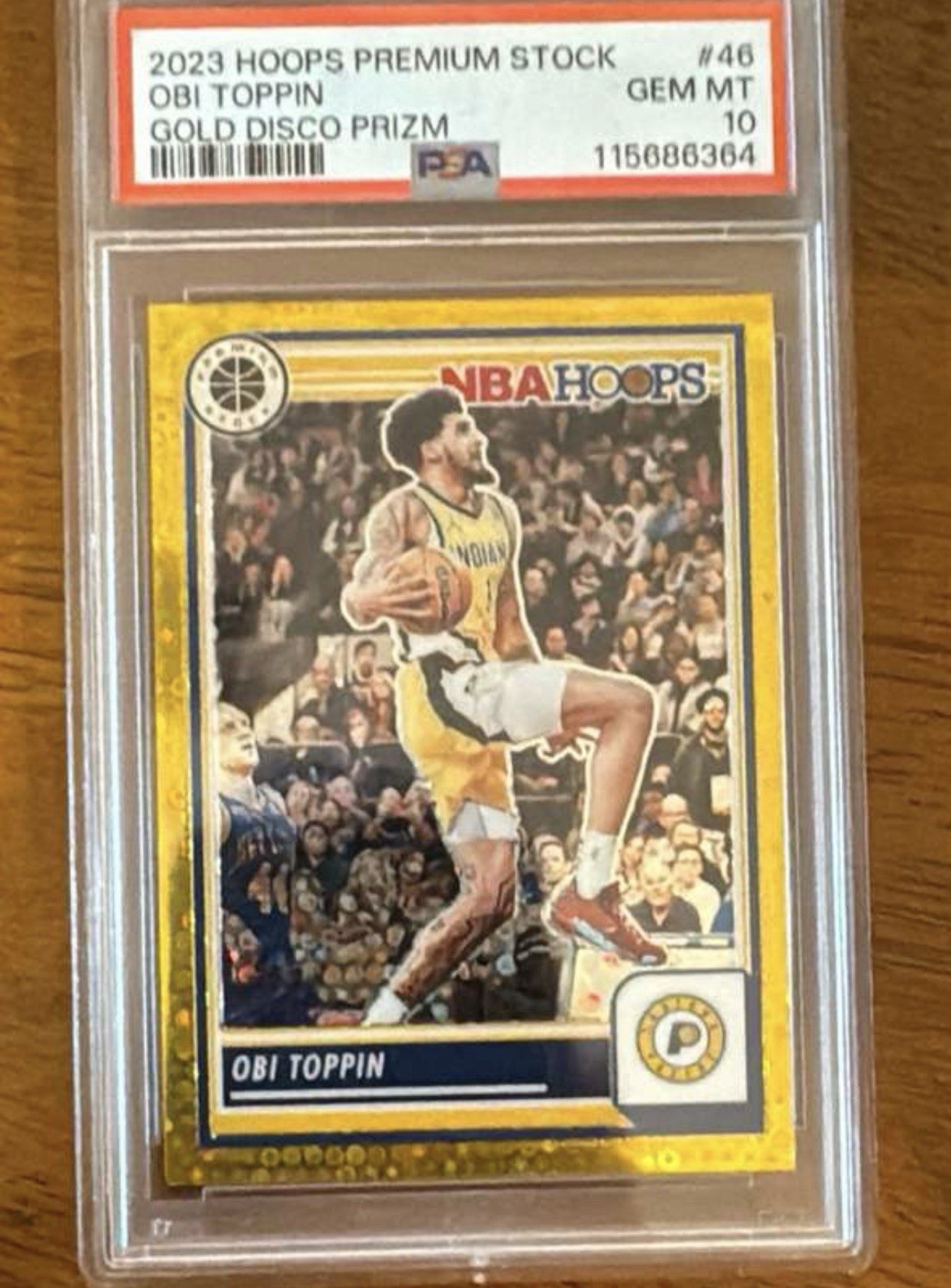 2023-24 Panini Nba Hoops Premium Stock - Obi Toppin #46 PSA 10 Gold Prizm /10