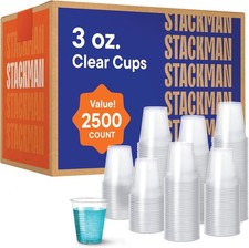 Case of 2,500 3 oz. Disposable Clear Plastic Cups,100 Count Packages 25/100