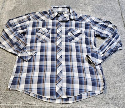 Vintage Champion Westerns Shirt Mens XL Plaid Pearl Snap Western Cowboy 70s