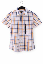 NEW Banana Republic Plaid Short Sleeve Button Shirt Men  s Size M 100 Cotton
