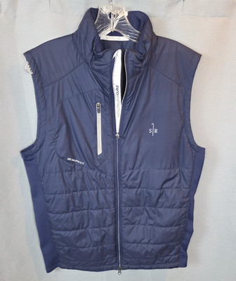 Zero Restriction Quilted Primaloft Hybrid Vest Navy Blue Puffer Med Sheep Ranch