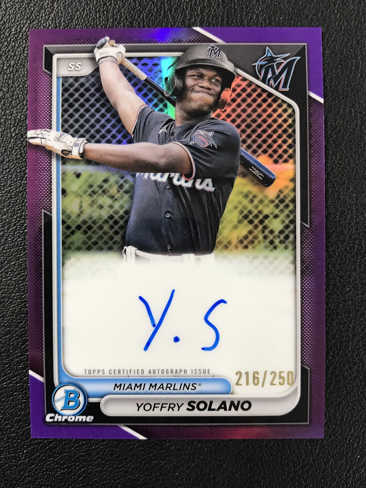 2024 Bowman Chrome #CPA-YS Yoffry Solano Auto Purple Refractor /250 Marlins