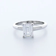 1.29ct E-VS2 Emerald Natural Diamond 950 Plat. Classic Solitaire Engagement Ring