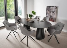 Esszimmer Set San Carlo mouse grey & Tisch Andria oval Black Oak FSC® Sitzgruppe