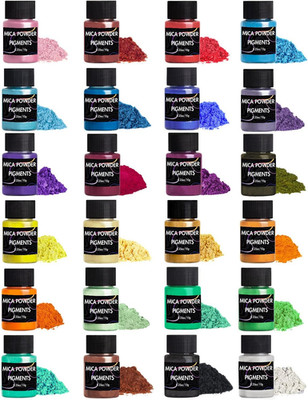 Mica Powder, 24 Colors Pearlescent Pigment Powder for Epoxy Resin, 240G Pearl Pi