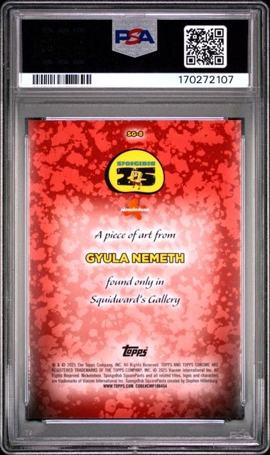 2025 Topps Chrome SpongeBob Squidward’s Gallery SG-8 Gyula Nemeth PSA 9 MINT view 2