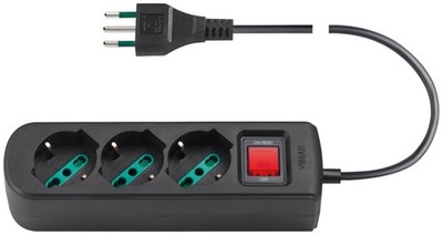 Vimar 0R00637CC Mobile Steckdose 3-fach Multipla 2P-T 10 A 250 V 1,5MT Kabel
