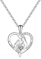 Silver Necklace for Women,Mother's Day Birthday Gifts with Birthstone,Heart...