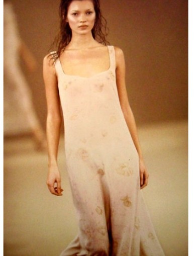 VTG 1993 Archival Calvin Klein Collection Silk Cream Muted Floral Maxi Dress 6 image 2