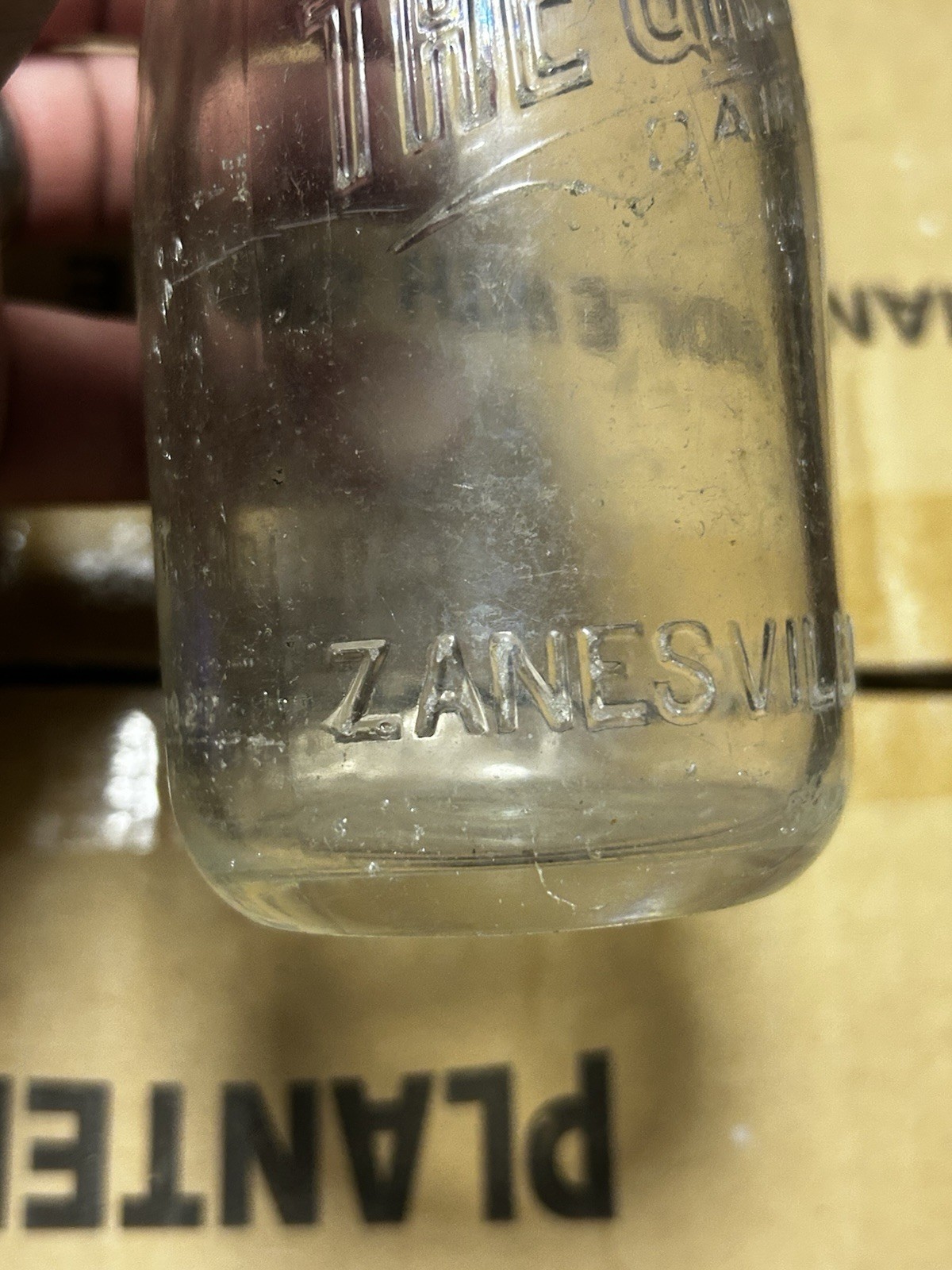 MARKED 1927!! HALF PINT ZANESVILLE, OHIO GREINER DAIRY CO. MILK BOTTLE VINTAGE