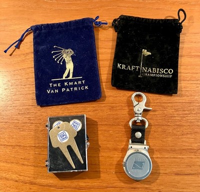 Vintage Kraft Nabisco LPGA Nestle Dinah Shore Pouches Divot Tool Golf Bag Clock