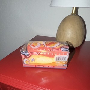 Sunny Days Squish Hot Dog Tactile Squeeze Stress Reliever, Yellow/Red/Orange