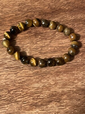 Tiger Eye Beaded Stretch Bracelet From Mexico