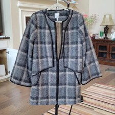 Nwot Leith Gray Black Dark Academia Wool Mohair Blend Leather Trim Coat Size S