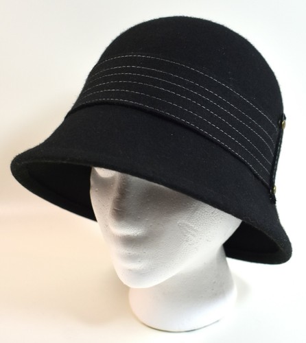 Scala Pronto Women's Black Wool Cloche 