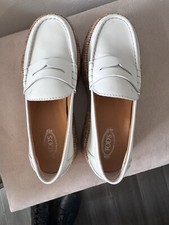 Tod's Calf Leather Raffia Platform Loafer