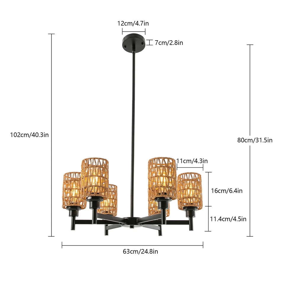 Lámpara de techo industrial de 6 cabezas lámpara colgante regulable Foto 3 de 4