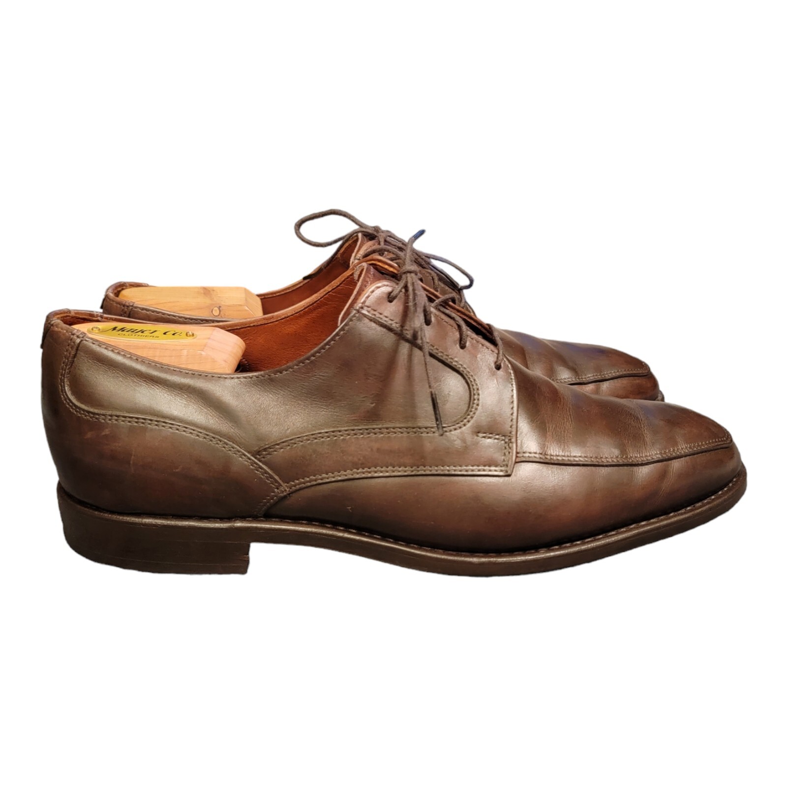 SAOLA Scarpe Allen Edmonds MONTGOMERY marroni in pelle punta spaccata Derby 9 5 3E larghe