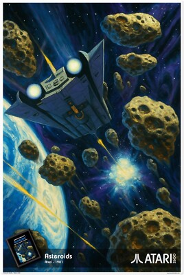 ASTEROIDS ATARI 1981 POSTER - SPACE SHOOTER ARCADE CLASSIC TRIANGULAR