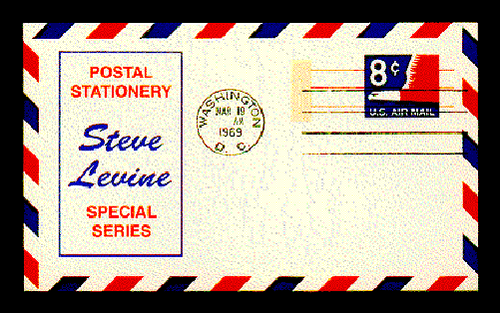 UXC9a AIRMAIL POSTAL CARD - STEVE LEVINE CACHET