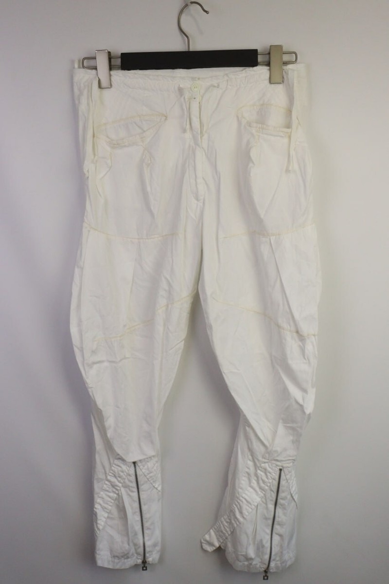 MARITHE FRANCOIS GIRBAUD White Cotton Ankle Zip Pants I 40 F 36 D