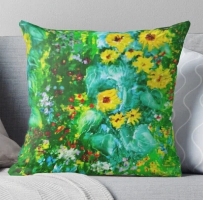 Decorative Floral pillow cover. 12x12" Farmhouse cushion cover. Decorpillow case - Image 1 of 4