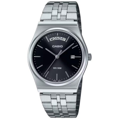 Casio MTP-B146D-1AVDF HERREN UHR STAHL SCHWARZ DAY-DATE 35x40mm UNTERPREIS