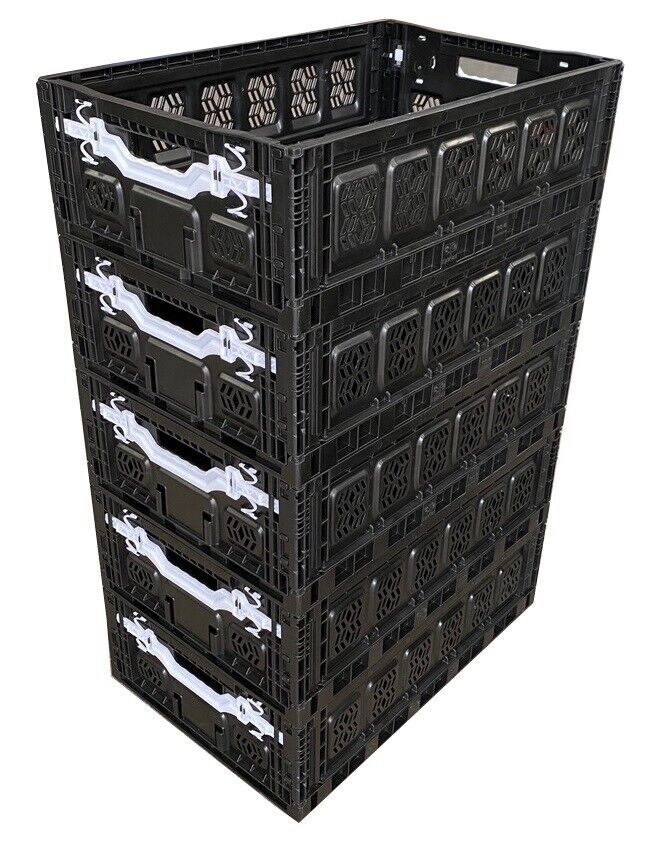 37.4 Litre Strong Folding Plastic Stacking Produce Fruit Veg Storage Crate Box Ograniczona SPRZEDAŻ, klasyczna popularność