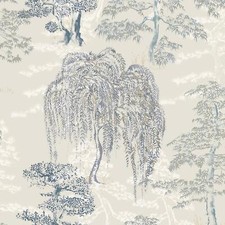 Arthouse Oriental Garden Wallpaper Willow Trees Nature Soft Blue 909809