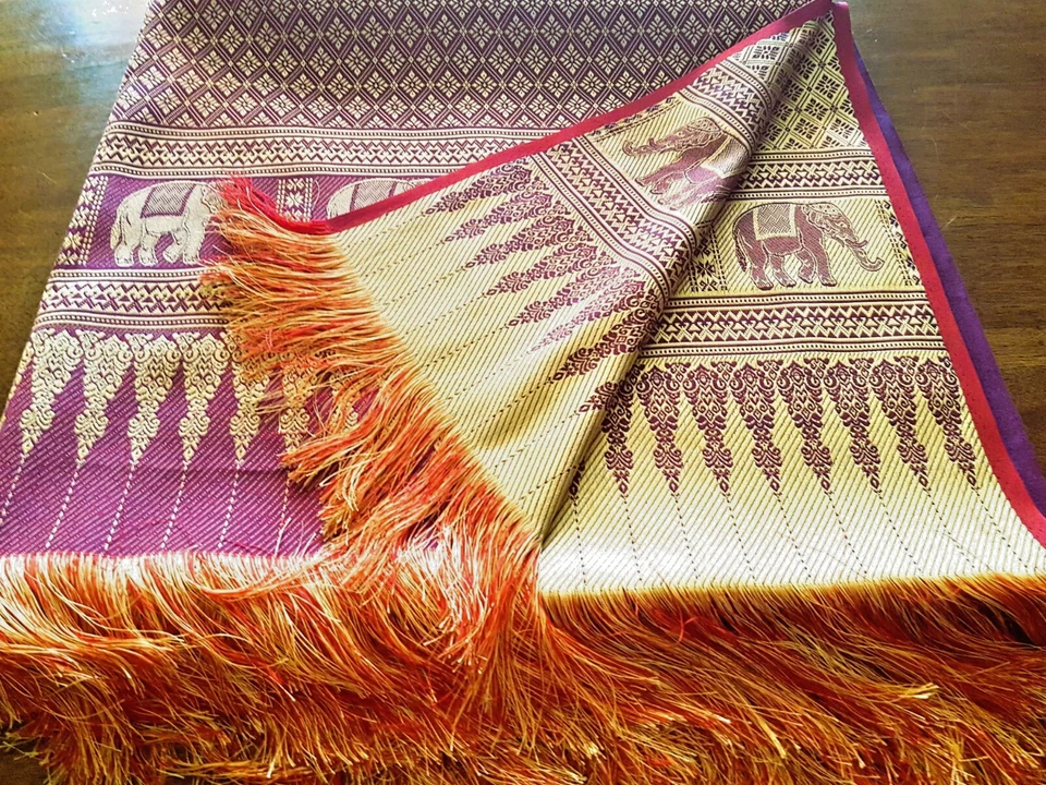 Tapis de table en brocard de soie réversible - 200 cmx100 cm - Photo 2/4