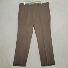 VTG SEARS PERMA-PREST FLEXSLAX Mens 40/29 Brown Casual Dress Pants Flat Front