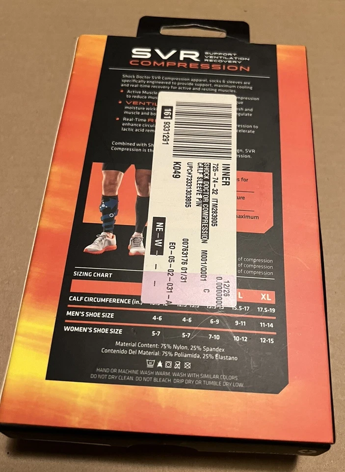 Mangas de pantorrilla Shock Doctor soporte compresión construcción ventilada rosa pequeño Foto 2 de 3