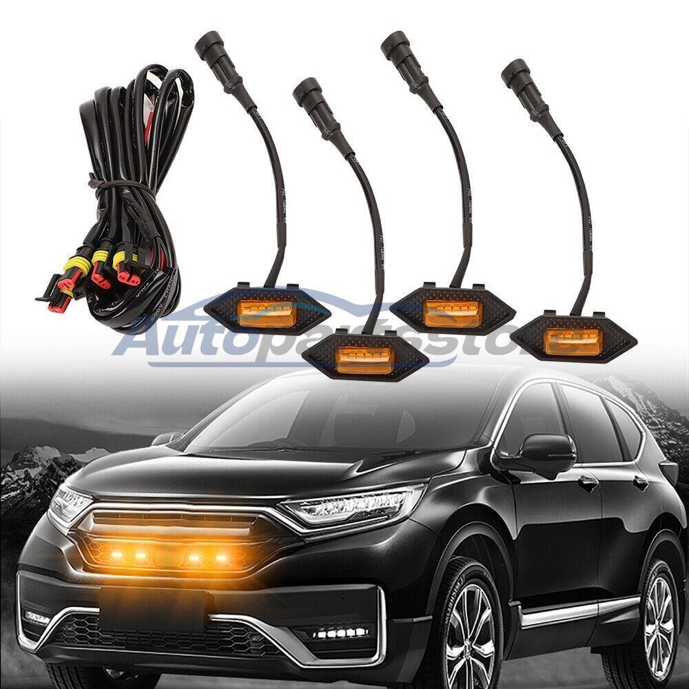 Car Front Grille Bumper LED Amber Lights Grill Cover Trim Light For Honda CRV CR