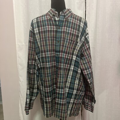 Arrow Sport XL Shirt Mens Extra Large Long Sleeve Button Up Down Plaid Pocket