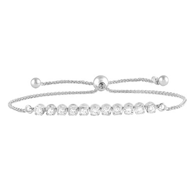 0,50 cttw natürliches Diamant Bolo Armband in 925 Sterlingsilber für Frauen