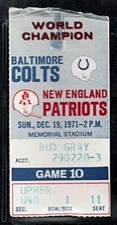 1971 FOOTBALL TICKET COLTS PATRIOTS JIM PLUNKETT RC/TD JOHNNY UNITAS TD #282/283
