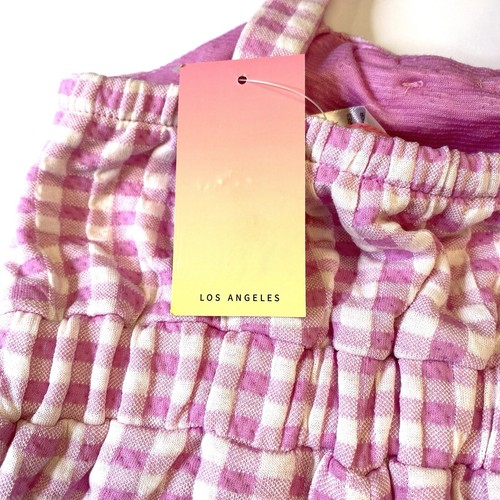 Girls Romper Shorts Size 4T Pink Gingham Elastic Waist NWT By 2 Hip Los Angeles - Picture 4 of 6