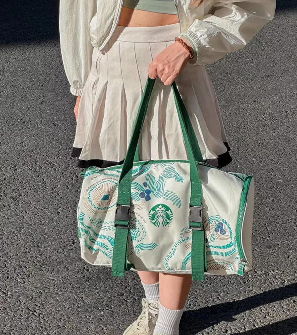 New CHINA STARBUCKS White & Green Large Capacity GYM BAG Travel