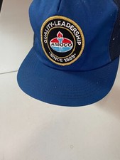 Vintage Amoco Trucker Hat Blue Snapback USA Made Unitog Leadership legend