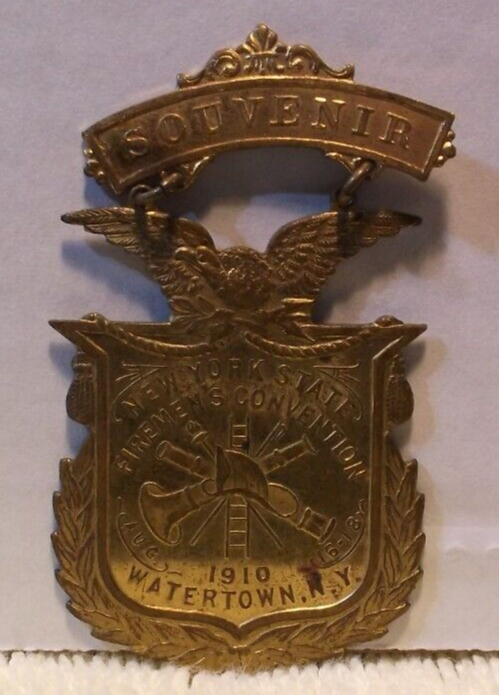 Collectible Souvenir Pin, New York State Firemen's Convention, August, 1910