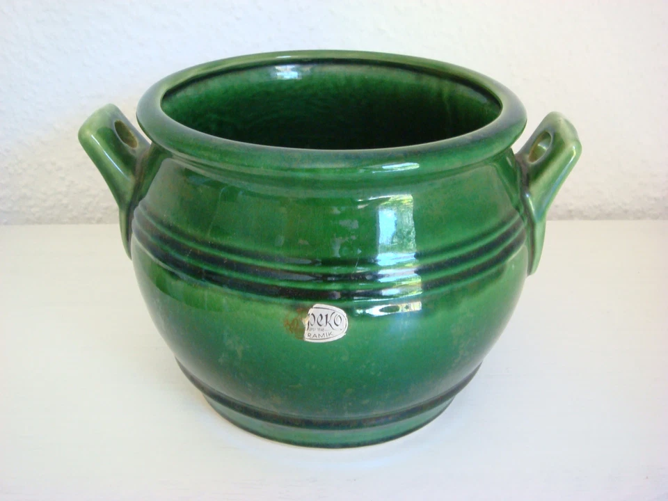 Vintage JOPEKO KERAMIK Grüner Übertopf / Blumentopf West German Pottery 1970er - Bild 3 von 4
