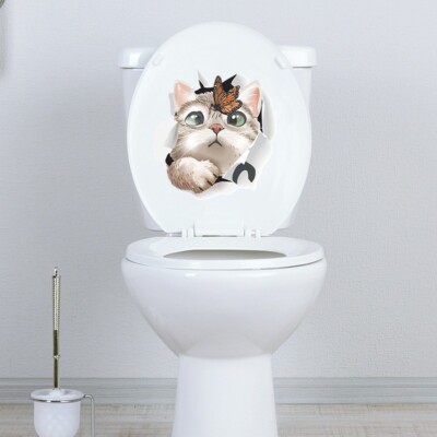 3D Cartoon Graphic Butterfly Toilet Seat Lid Decal Wall Sticker Bathroom Decor