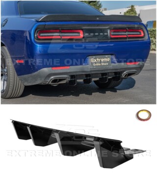 For 15-Up Dodge Challenger | SRT Style GLOSSY BLACK Rear Bumper Add-On Diffuser