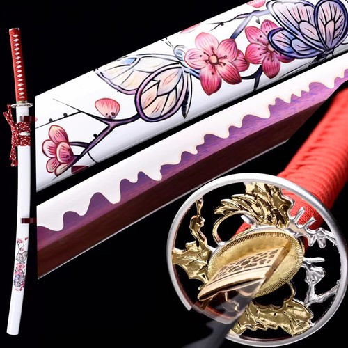 Épée de samouraï japonais lame violette fleur de cerisier épée à haute teneur en carbone acier katana - Photo 1/10