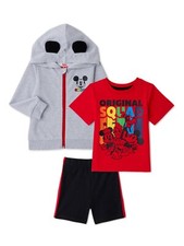 New Mickey Toddler Boy Hoodie Sweatshirt, T-Shirt Shorts Set 2T 3T 4T 5T