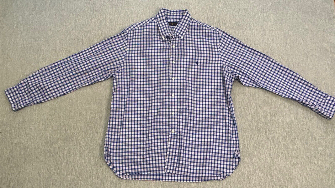 Polo Ralph Lauren camicia uomo extra large blu a quadri bottoni piccolo pony preppy